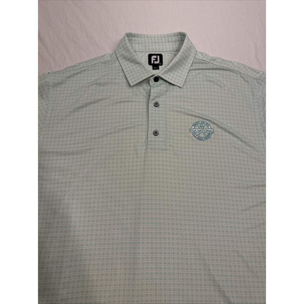 FootJoy Polo Shirt Mens XL GRN WHITE PRINT Golf Performance FJ Logo